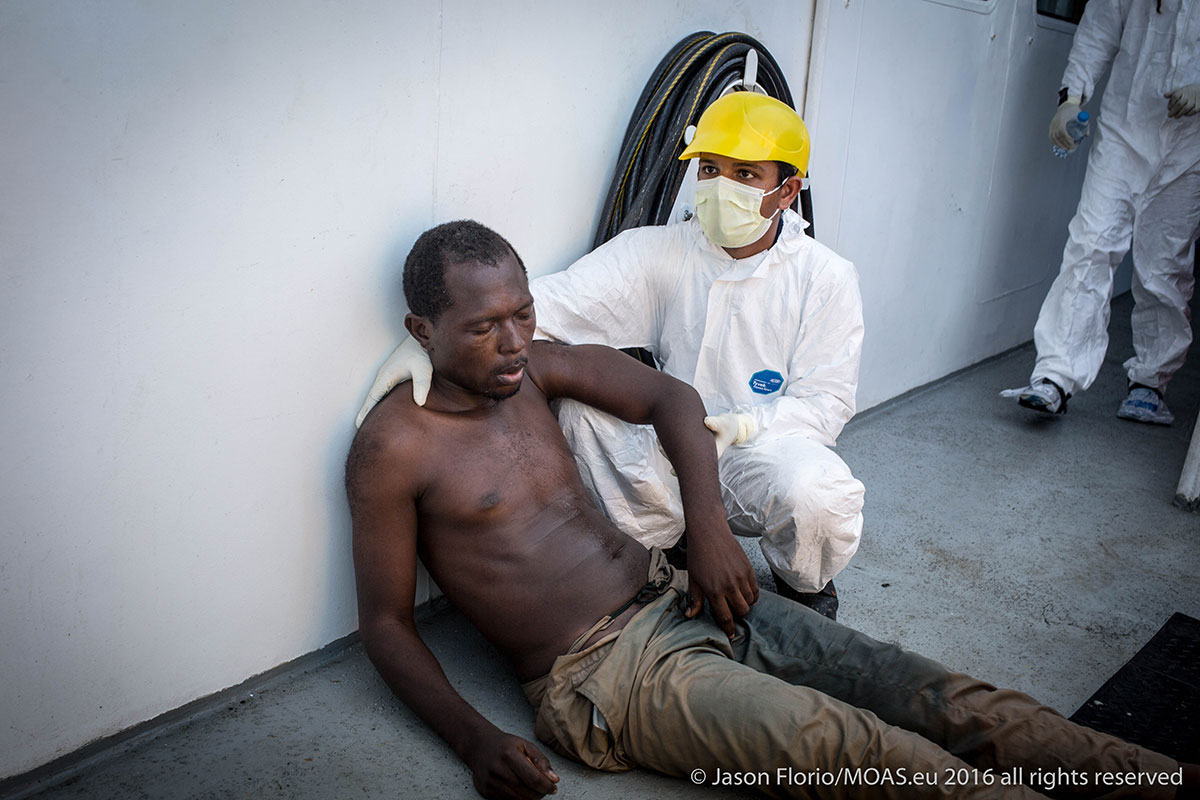 Migrant rescued by MOAS off the coast of Libya. 11th June 2016