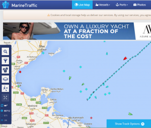 Screenshot from MarineTraffic.com showing intense activity off Zuwara Libya between 8pm and 9pm on Monday.